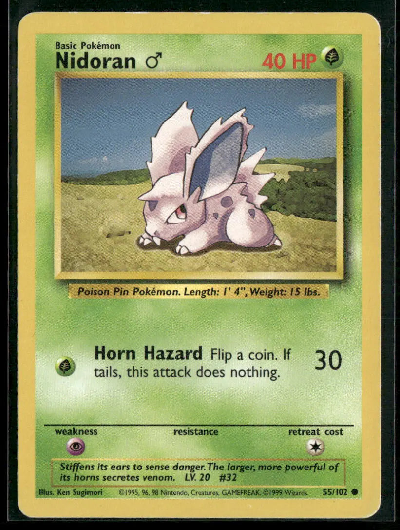 Nidoran ♂ #55 - Base Pokémon kort, stand Good