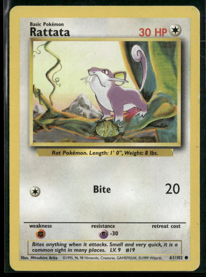 Rattata #61 - Base Pokémon kort, stand Excellent