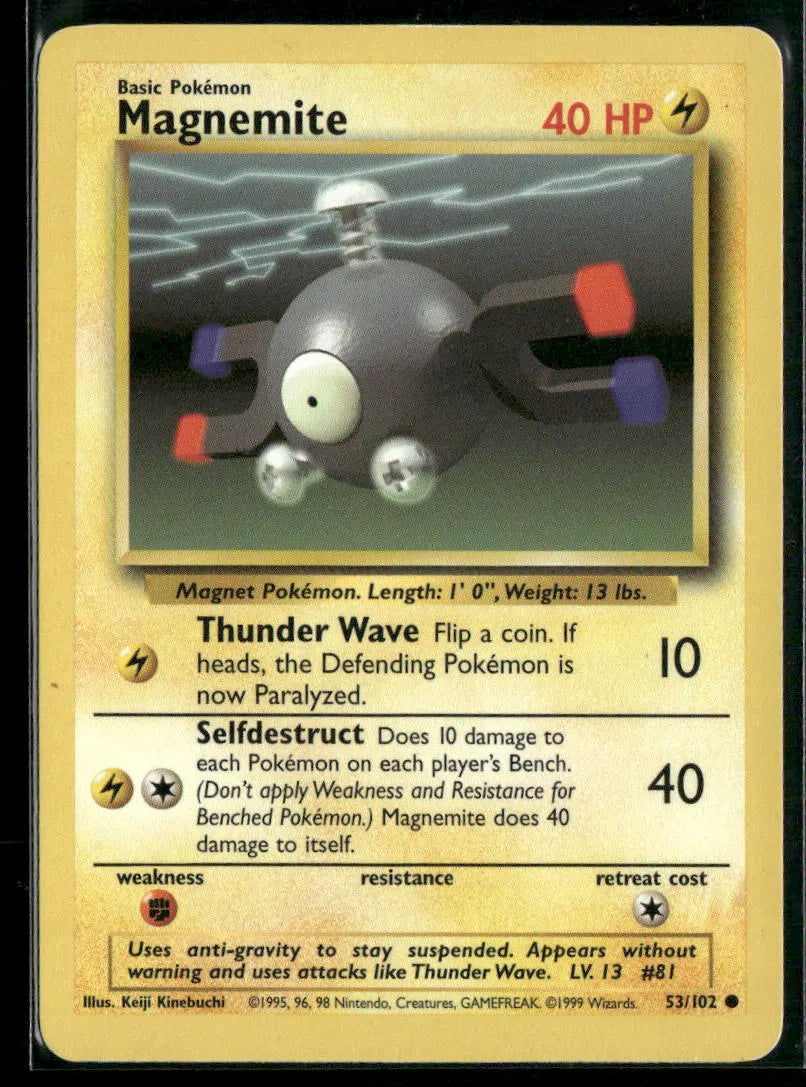 Magnemite #53 - Base Pokémon kort, stand Excellent