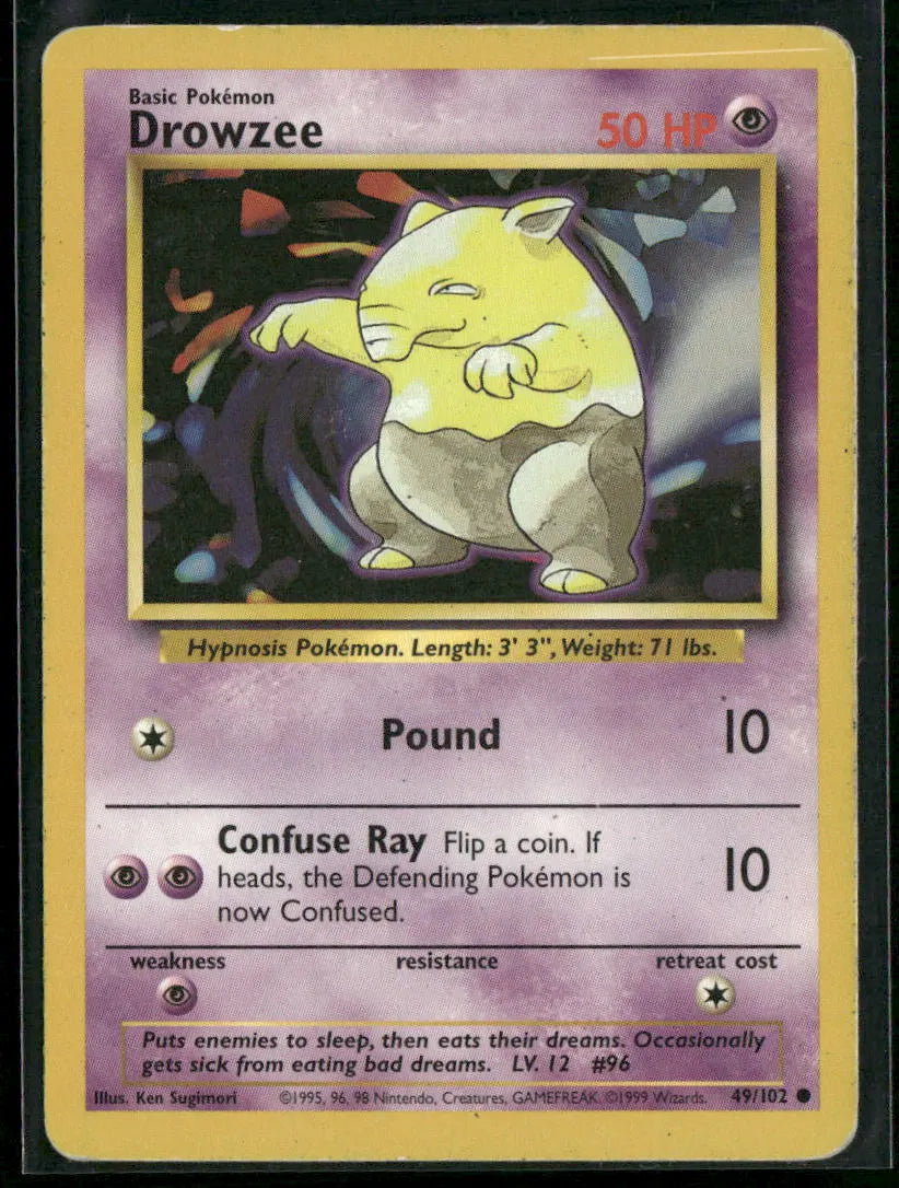 Drowzee #49 - Base Pokémon kort, stand Played