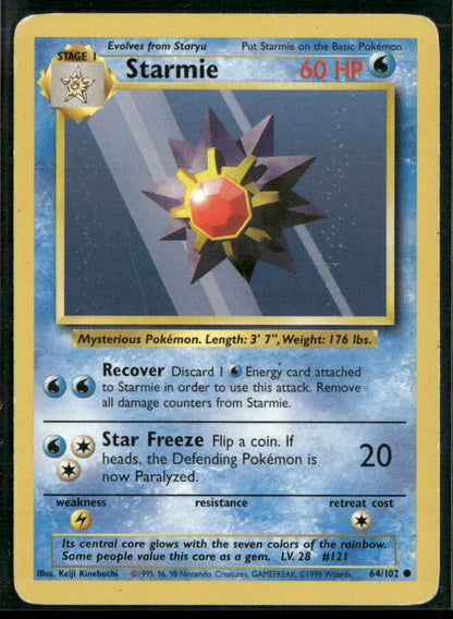 Starmie #64 - Base Pokémon kort, stand Light Played