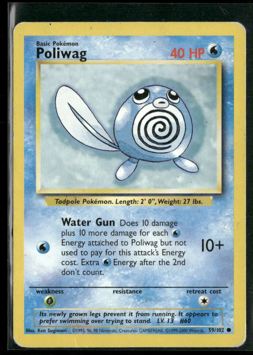 Poliwag #59 - Base Pokémon kort, stand Played