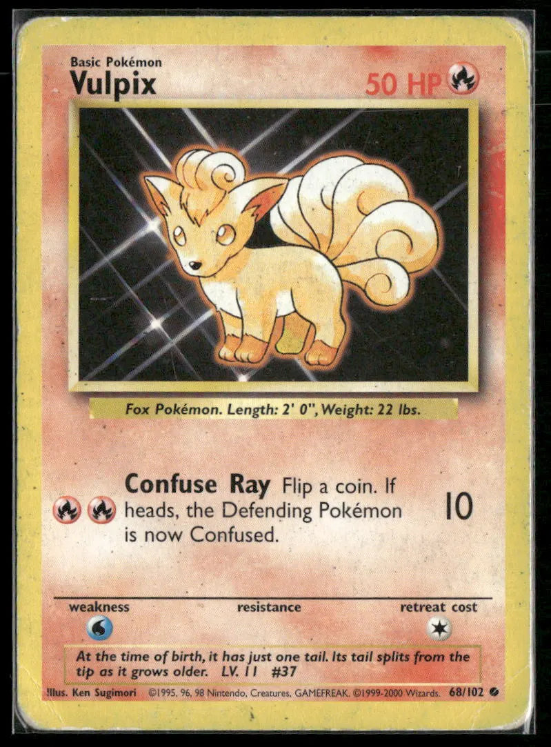 Vulpix #68 - Base Pokémon kort, stand Poor
