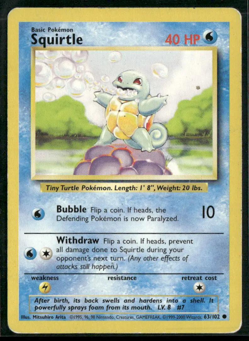 Squirtle #63 - Base Pokémon kort, stand Played