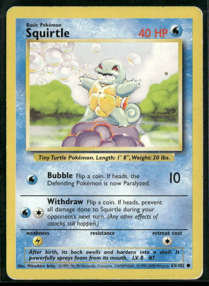 Squirtle #63 - Base Pokémon kort, stand Played