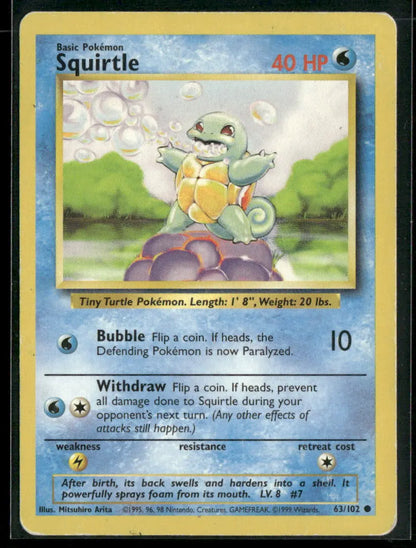 Squirtle #63 - Base Pokémon kort, stand Poor
