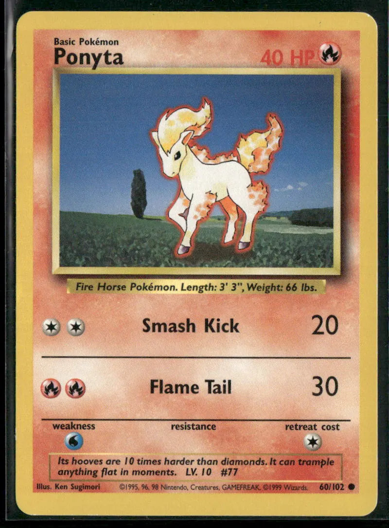 Ponyta #60 - Base Pokémon kort, stand Good