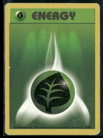 Grass Energy #99 - Base Pokémon kort, stand Played