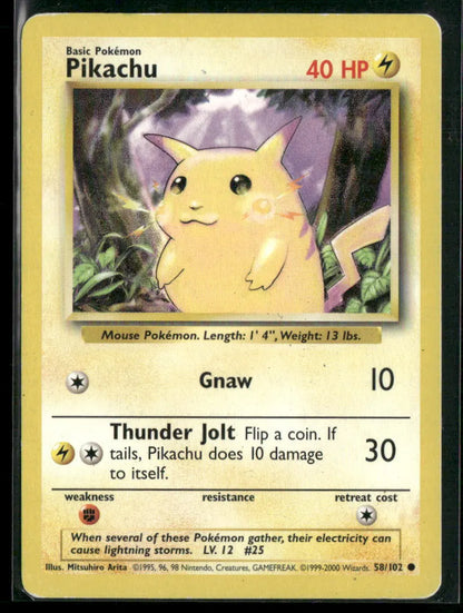 Pikachu #58 - Base Pokémon kort, stand Light Played