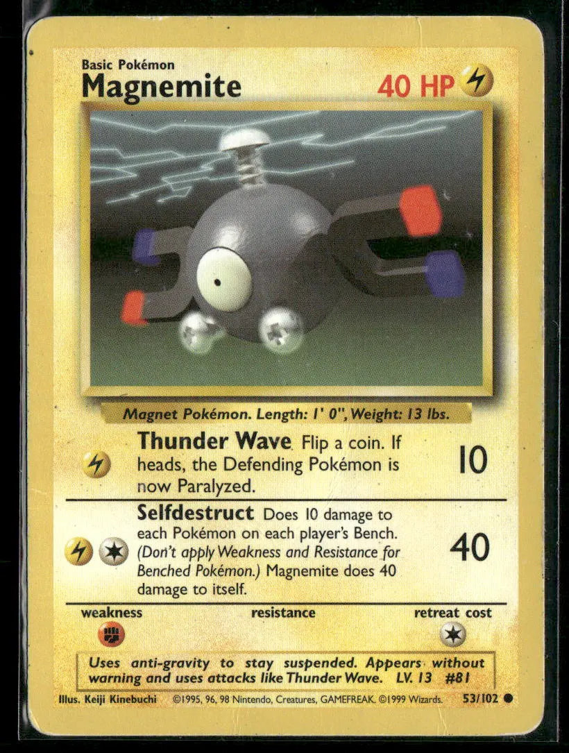 Magnemite #53 - Base Pokémon kort, stand Played