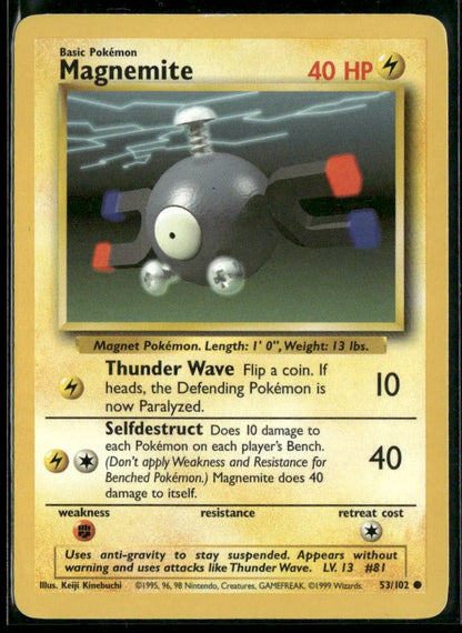 Magnemite #53 - Base Pokémon kort, stand Excellent