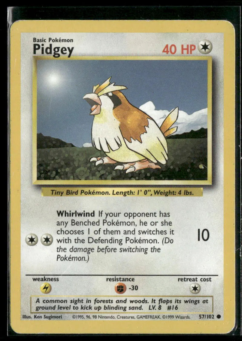 Pidgey #57 - Base Pokémon kort, stand Light Played
