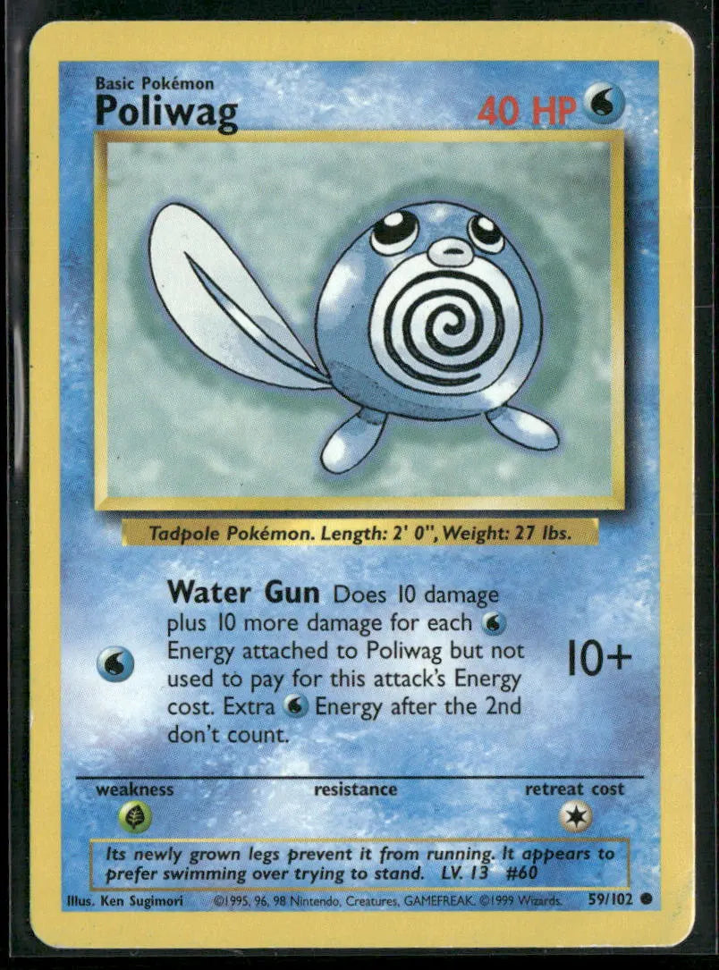 Poliwag #59 - Base Pokémon kort, stand Played