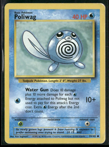 Poliwag #59 - Base Pokémon kort, stand Played