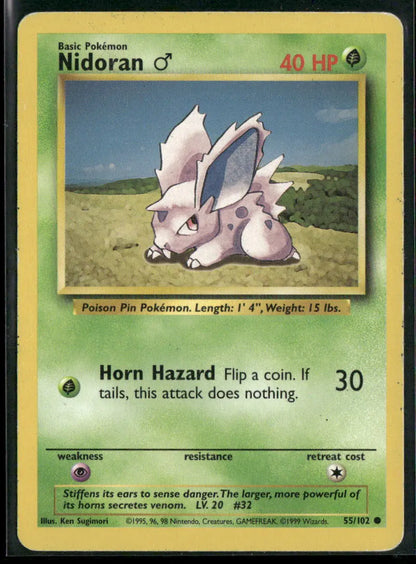 Nidoran ♂ #55 - Base Pokémon kort, stand Light Played
