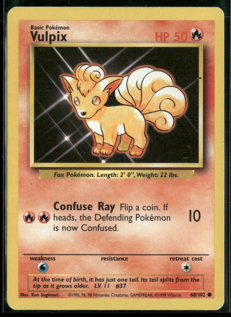 Vulpix #68 - Base Pokémon kort, stand Good