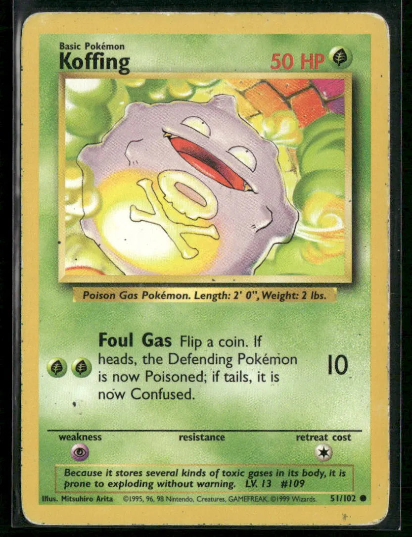 Koffing #51 - Base Pokémon kort, stand Played