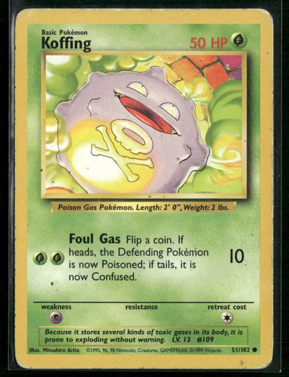 Koffing #51 - Base Pokémon kort, stand Played