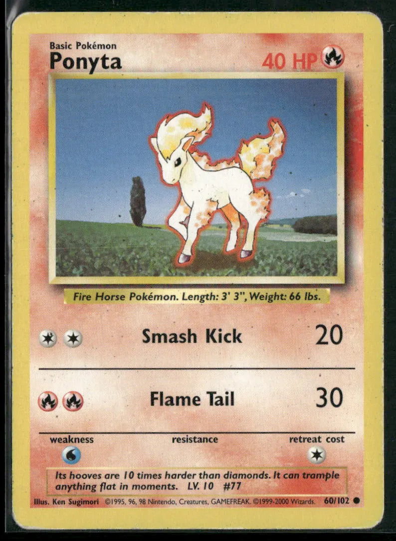 Ponyta #60 - Base Pokémon kort, stand Played