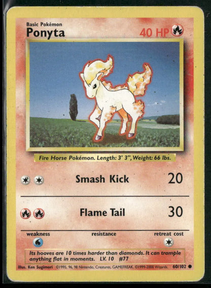 Ponyta #60 - Base Pokémon kort, stand Played