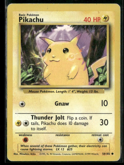 Pikachu #58 - Base Pokémon kort, stand Poor