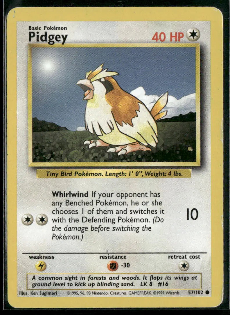 Pidgey #57 - Base Pokémon kort, stand Light Played