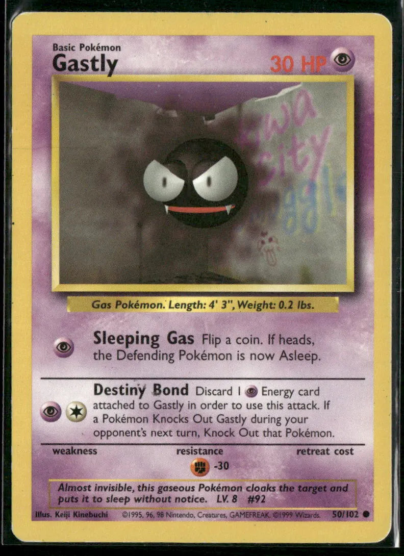Gastly #50 - Base Pokémon kort, stand Light Played