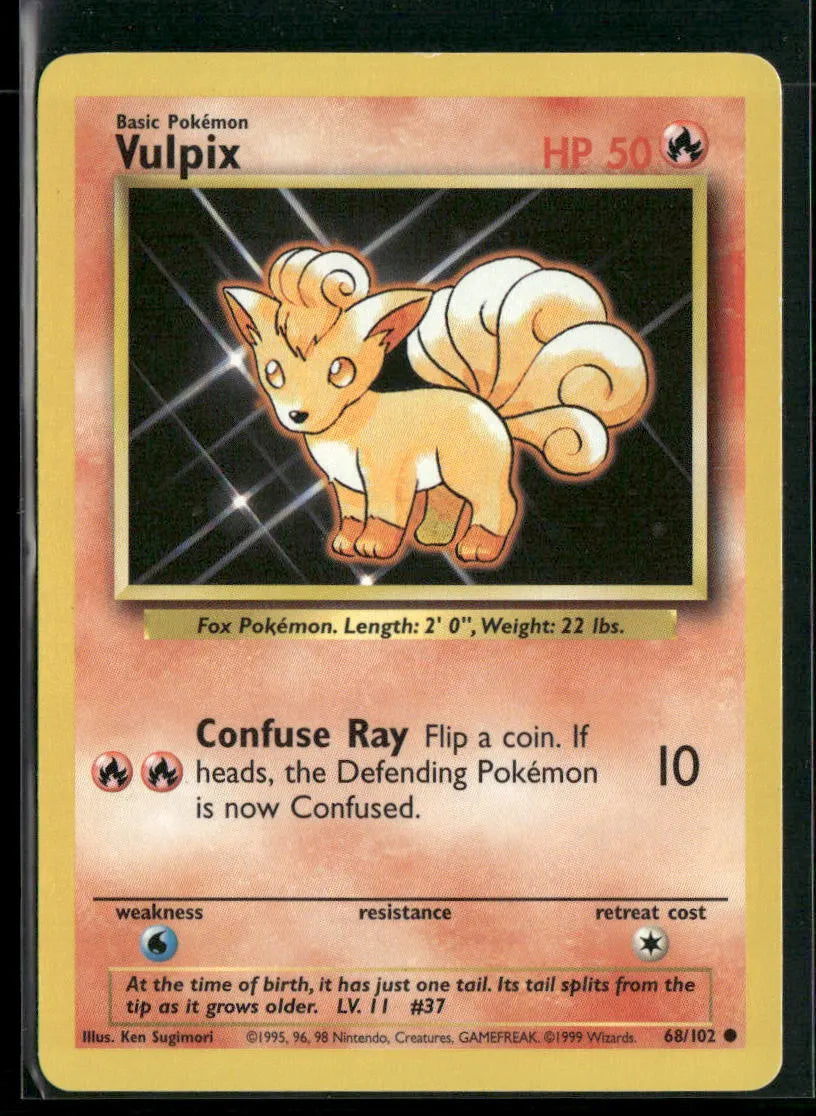 Vulpix #68 - Base Pokémon kort, stand Excellent