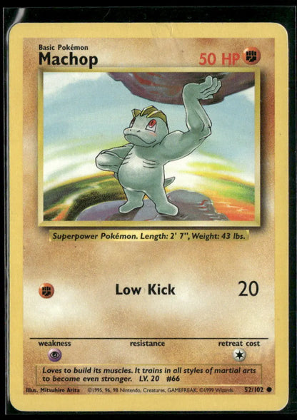 Machop #52 - Base Pokémon kort, stand Light Played