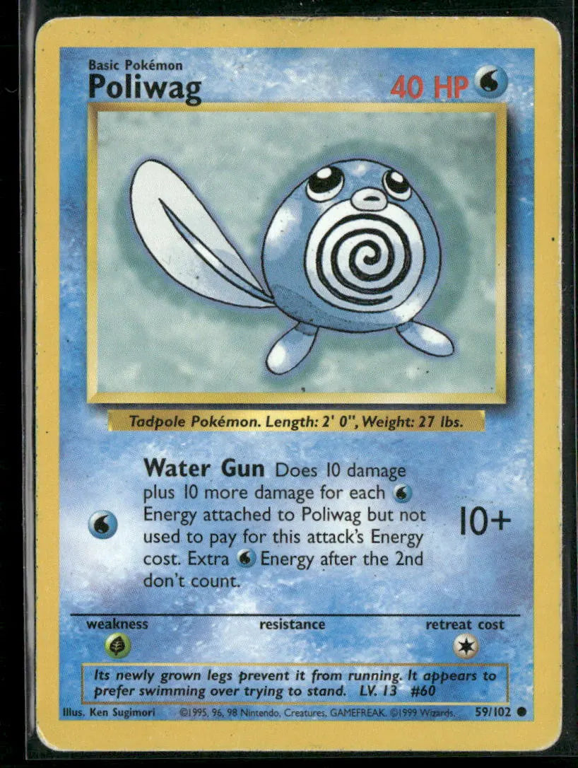 Poliwag #59 - Base Pokémon kort, stand Played