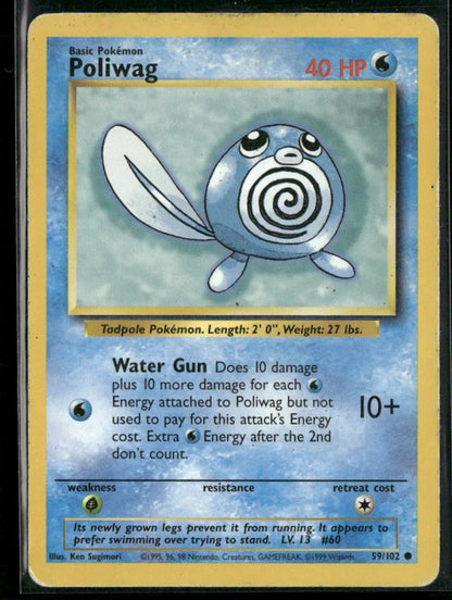 Poliwag #59 - Base Pokémon kort, stand Played