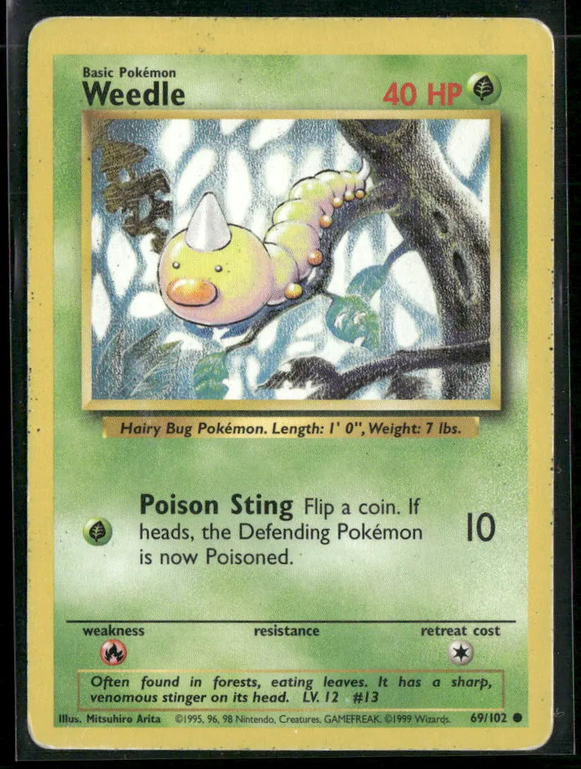 Weedle #69 - Base Pokémon kort, stand Played
