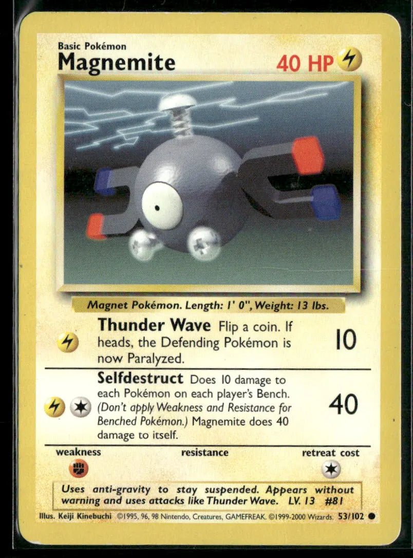 Magnemite #53 - Base Pokémon kort, stand Light Played