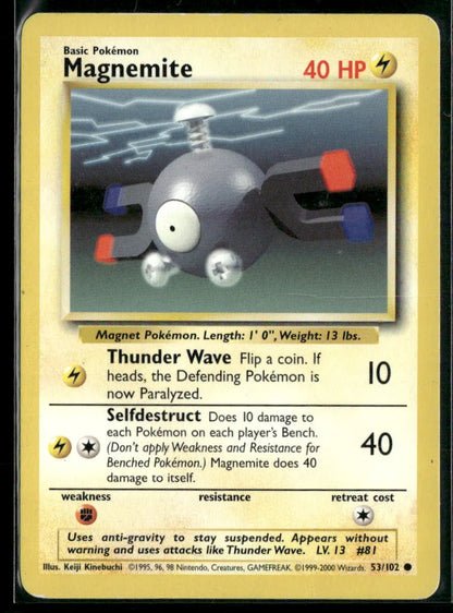 Magnemite #53 - Base Pokémon kort, stand Light Played