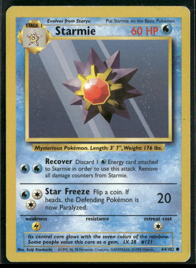 Starmie #64 - Base Pokémon kort, stand Light Played