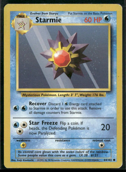 Starmie #64 - Base Pokémon kort, stand Light Played