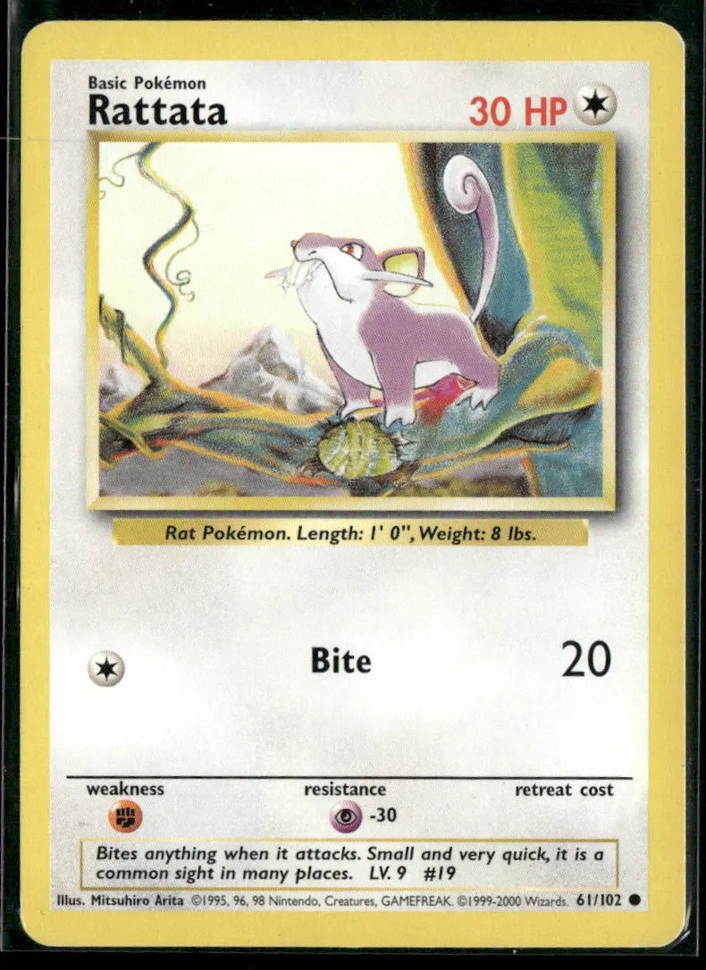 Rattata #61 - Base Pokémon kort, stand Good