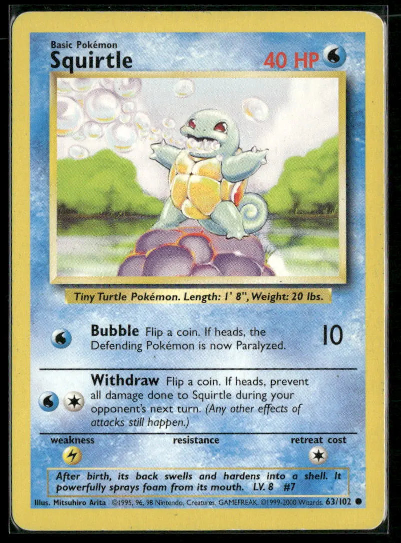 Squirtle #63 - Base Pokémon kort, stand Light Played