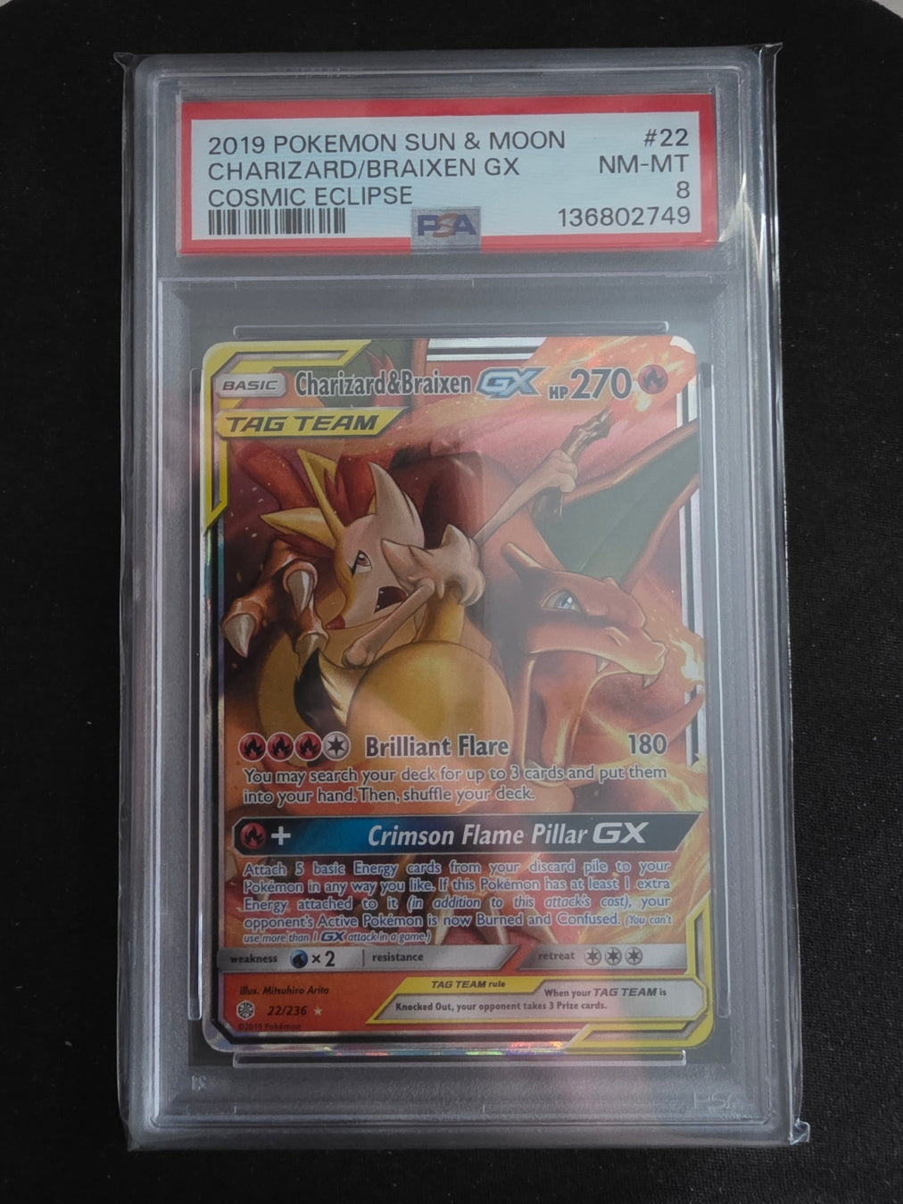 Charizard & Braixen-GX #22 (PSA 8)