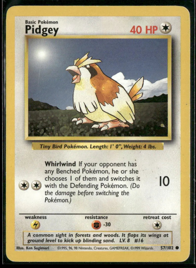 Pidgey #57 - Base Pokémon kort, stand Good