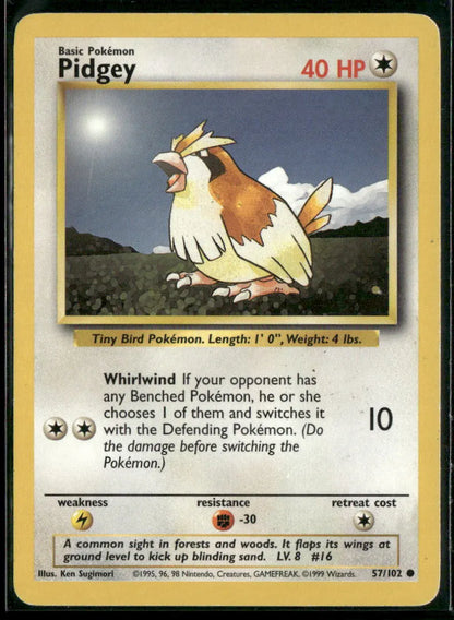 Pidgey #57 - Base Pokémon kort, stand Good