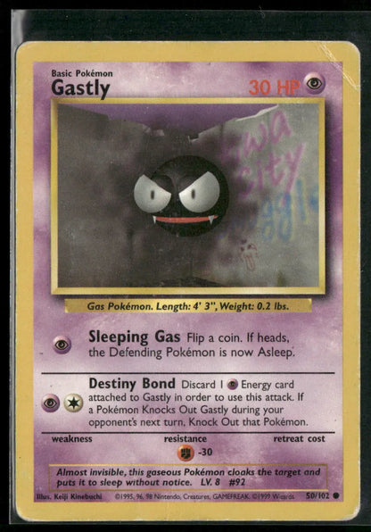 Gastly #50 - Base Pokémon kort, stand Poor