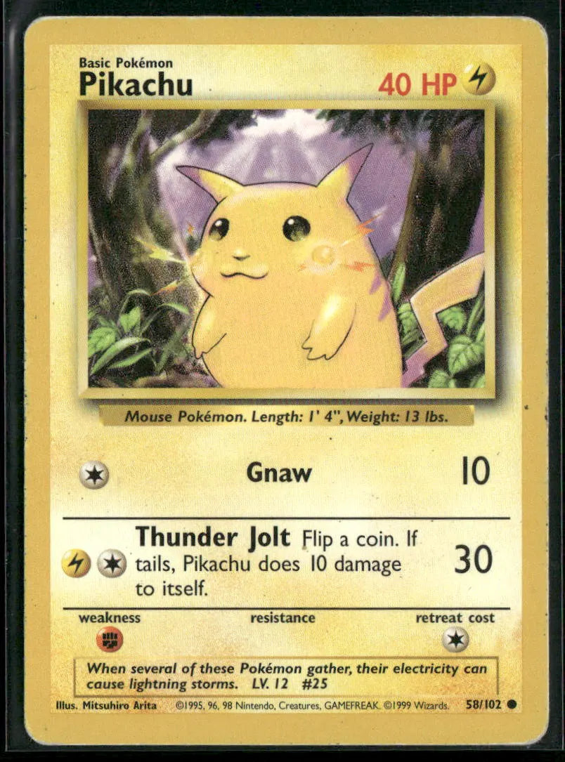 Pikachu #58 - Base Pokémon kort, stand Light Played