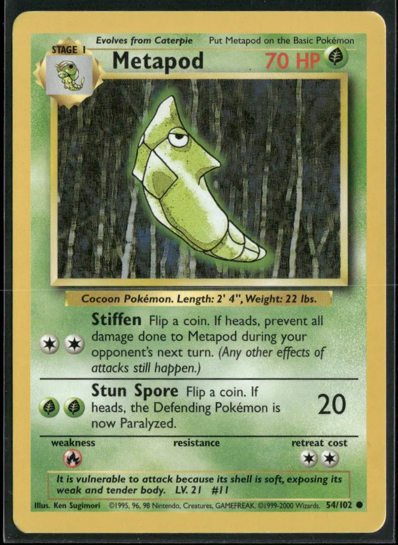 Metapod #54 - Base Pokémon kort, stand Good