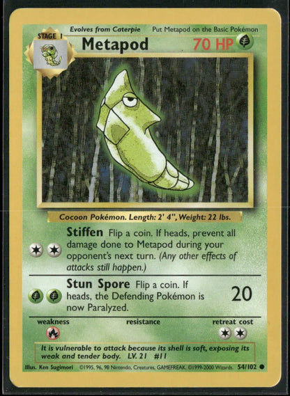 Metapod #54 - Base Pokémon kort, stand Good