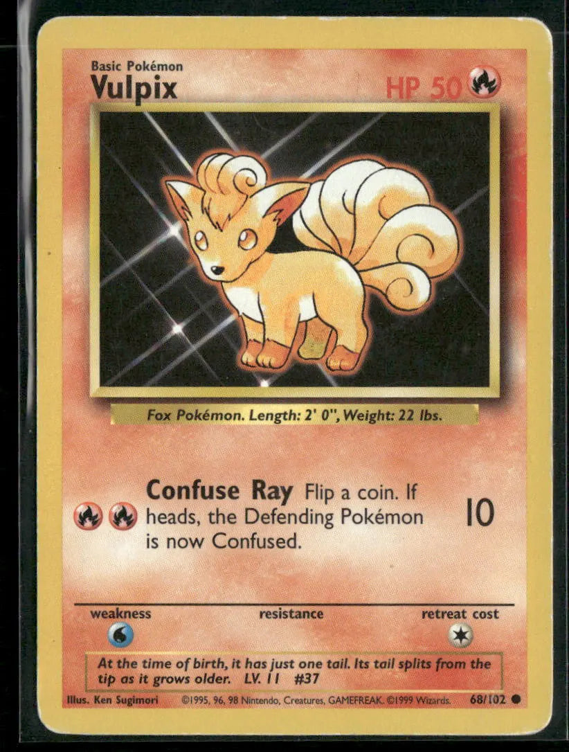 Vulpix #68 - Base Pokémon kort, stand Played