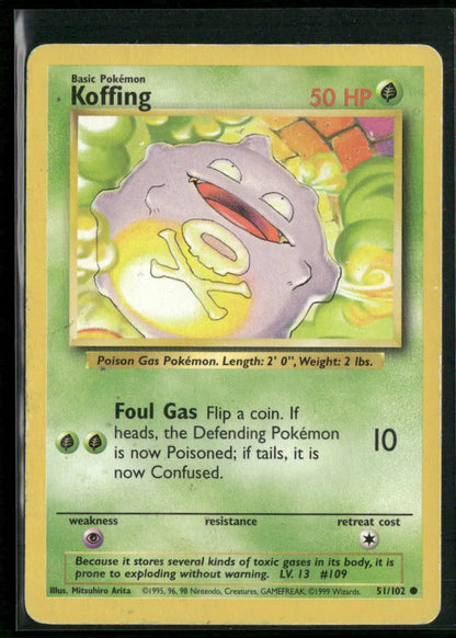 Koffing #51 - Base Pokémon kort, stand Played
