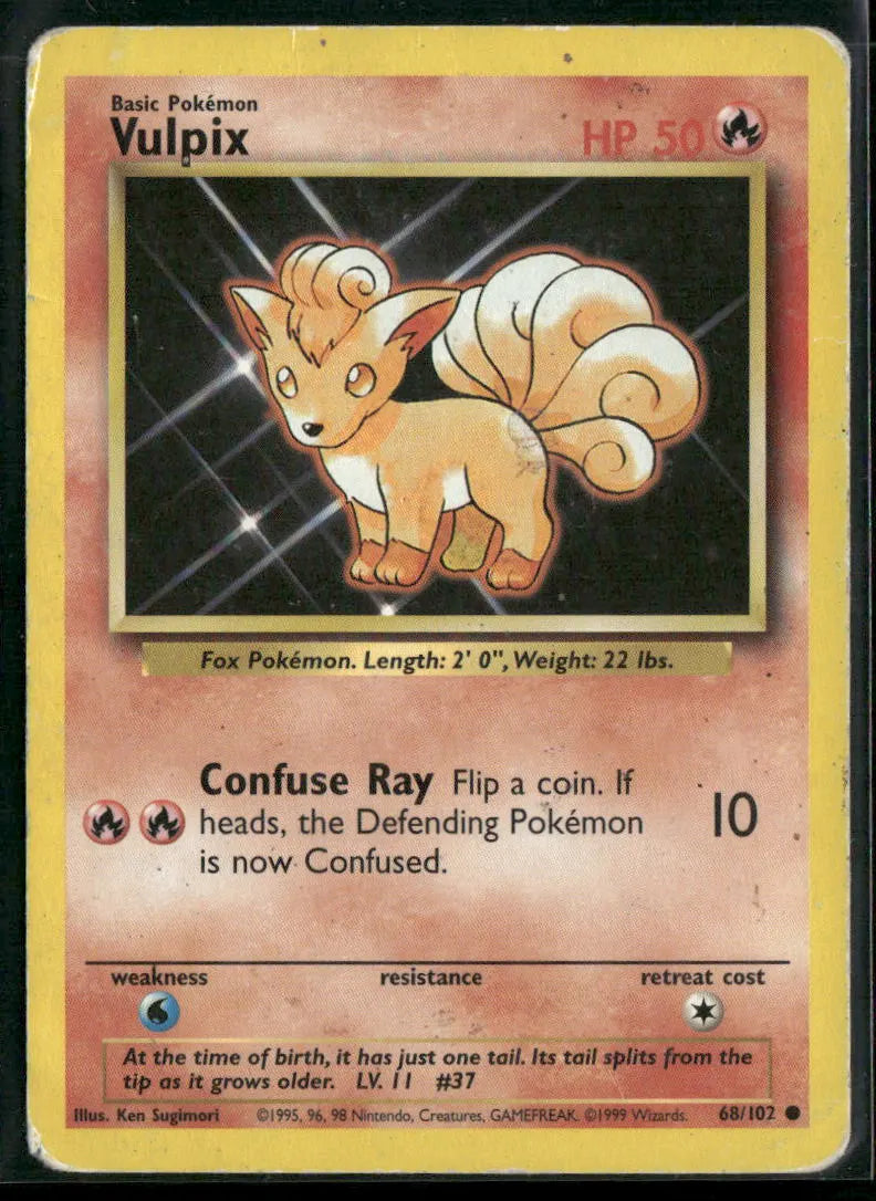 Vulpix #68 - Base Pokémon kort, stand Poor
