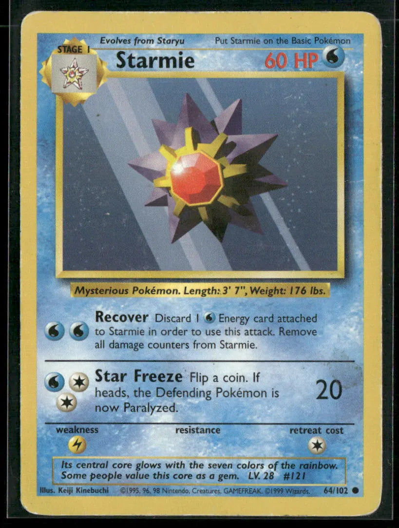 Starmie #64 - Base Pokémon kort, stand Poor