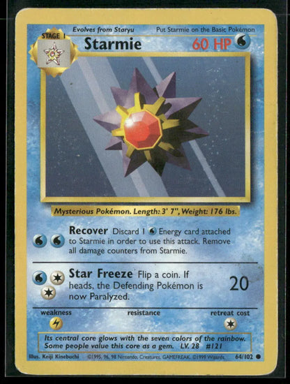Starmie #64 - Base Pokémon kort, stand Poor